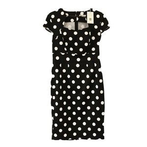 NWT GRACE KARIN Sz S Cotton Retro Cocktail Dress Cap Slv Black White Polka Dot